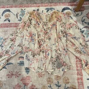 Anthropologie Multicolor Floral Mesh Blouse